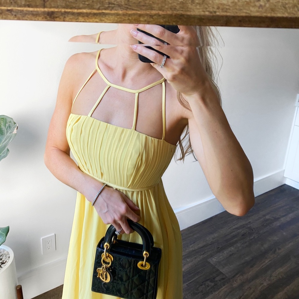 {Petite} Alfred Angelo Strappy Chiffon Maxi Dress